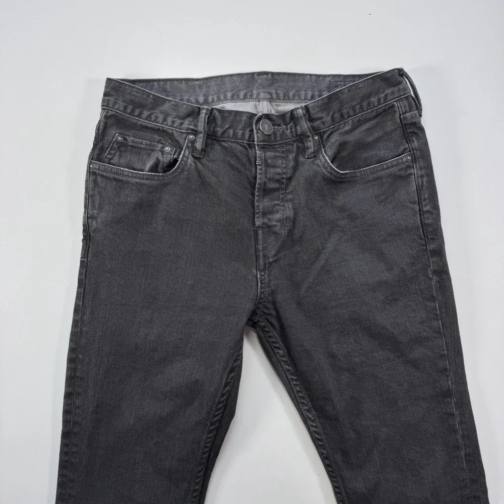 ALL SAINTS Jeans Denim Travolta Cigarette Button Fly Slim Skinny Mens 30x31 Gray